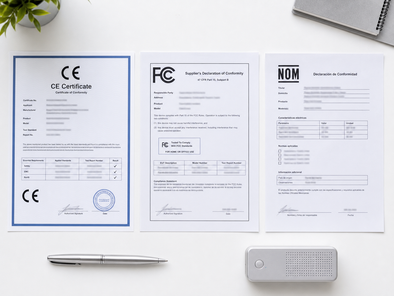 Certificaciones y Licencias por Categoría: CE, FCC, NOM, ANATEL y Más